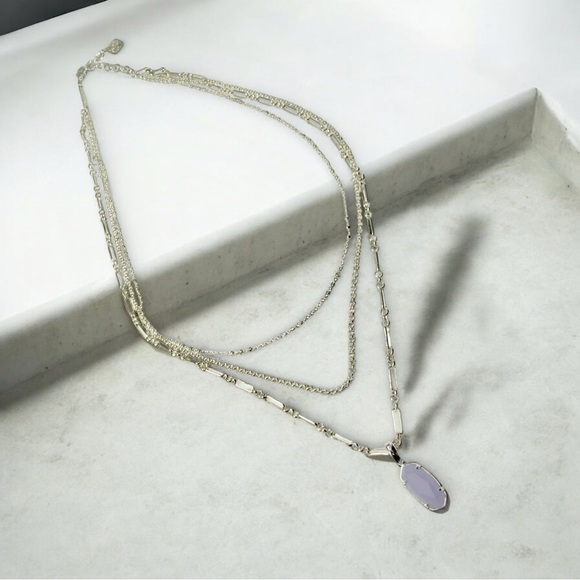 Kendra Scott Elisa Triple Adjustable Length Strand Necklace in Lilac/Silver - Picture 5 of 7